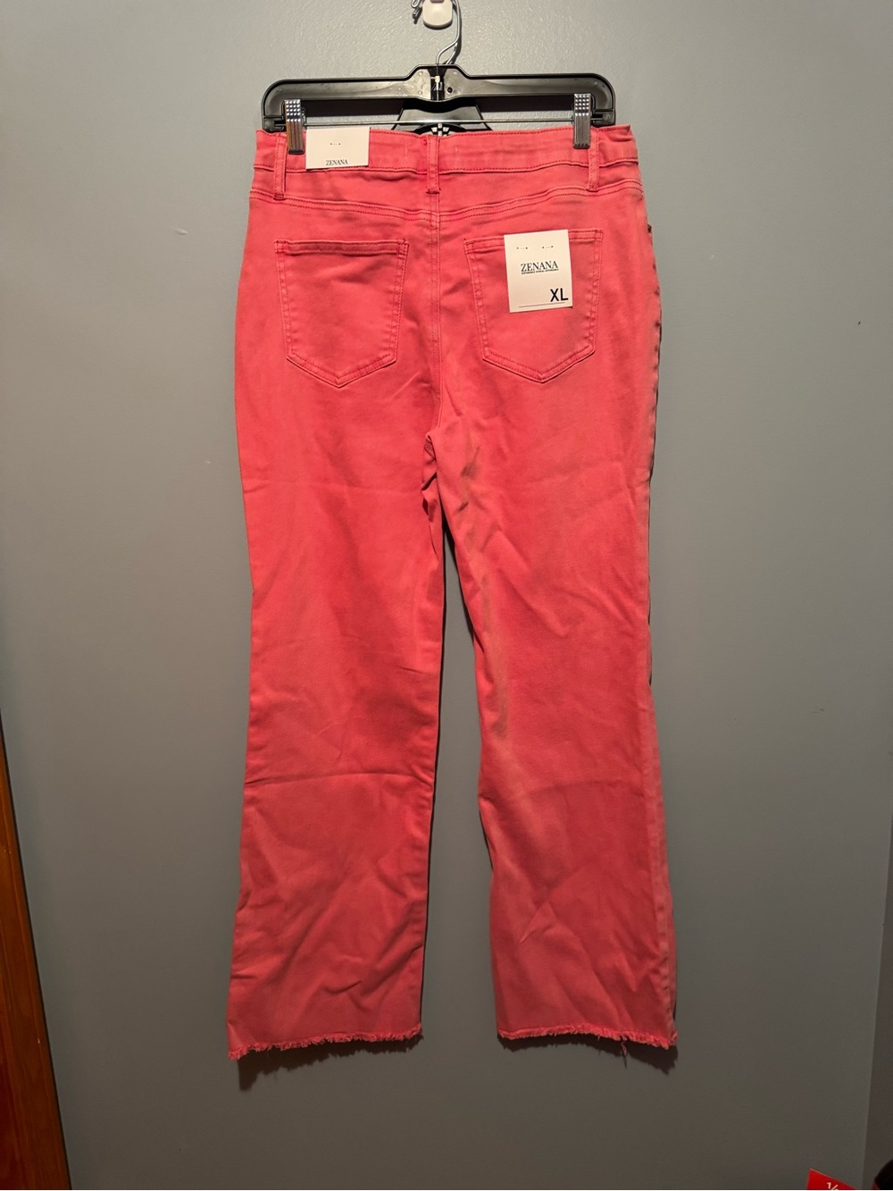 Zenana Coral Pink Frayed Hem Jeans - Picture 2 of 8